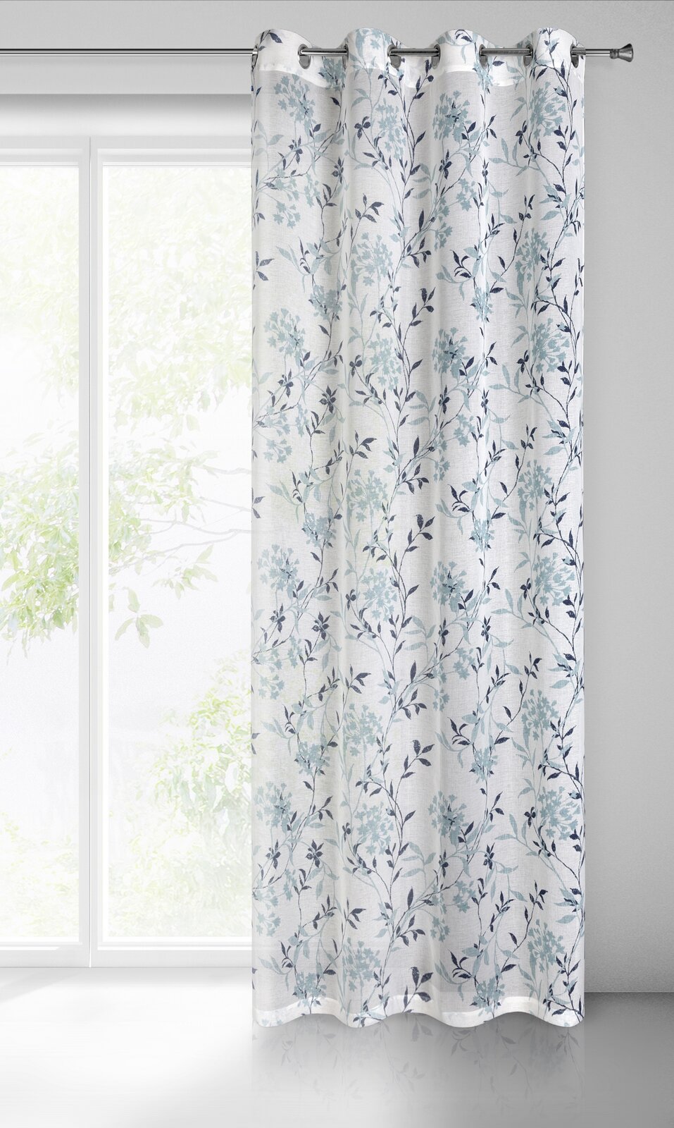 Záclona FIONA na krúžkoch 140x250cm biela/modrá