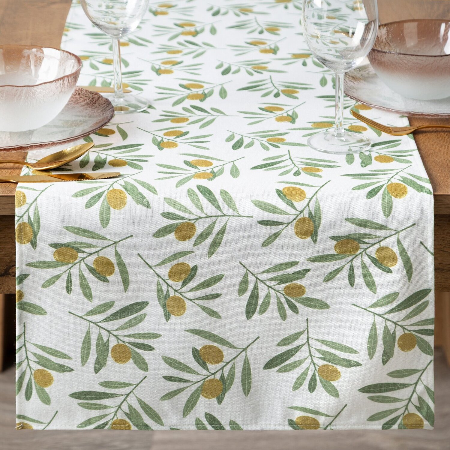 Obrus ERIN biely/zelený 40x140